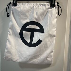 Telfar White and Black Logo Drawstring Dust Bag
